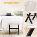 Ottoman Foot Stool Vanity Stool, Square Linen X-Leg Foot Rest Ottoman Makeup Stool, Small Stool Chair for Vanity, Modern Padded Vanity Seat for Makeup Room, Living Room, Bathroom, Linen Color