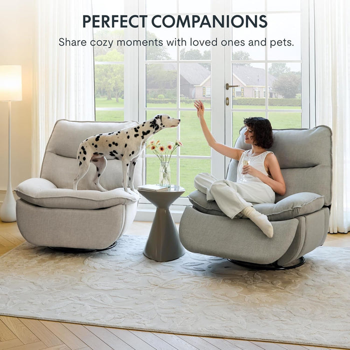 XRC7 Swivel Rocker Recliner Chair, 360° Swivel Oversized Armless Recliner with Oeko-Tex Certified Three-Proof Fabric, Award-Winning Design, Gaming Chair for Living Room Gaming Room, White