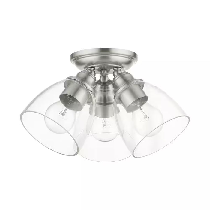 Grandview 3 Light Brushed Nickel Flush Mount