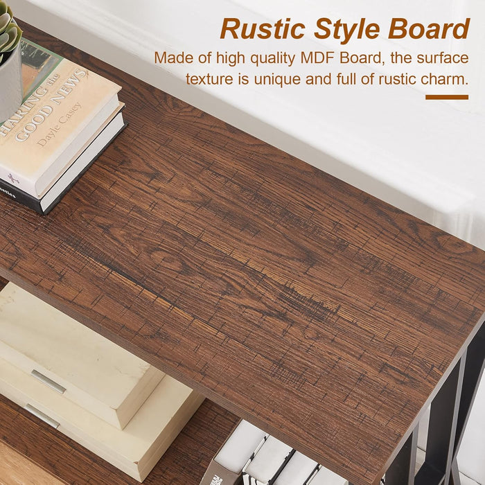 Sofa Console Table, 70.9" Extra Long Sofa Table with 2-Tier Storage, Industrial Narrow Console Tables behind Couch, Hallway Table for Entryway, Living Room, Rustic Brown