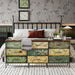 Dresser with Drawers for Bedroom Chest of Drawers Fabric Dresser for Closet,Nursery Entryway Hall Tree TV Stand for Living Room Retro Floral Pattern Drawers Wooden Top (Wide 9 Drawers)