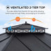 Hardtop Gazebo 11 X 13 Ft. Outdoor Patio Black Metal Gazebo with Double Tiered, Ceiling Hook and Mesh Netting, Black