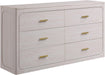 60" Wide Transitional 6-Drawer Dresser for Bedroom, Frosted Oak