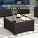 Outdoor Patio Furniture Set 7 Pieces Wicker Sectional Sofa Brown Rattan Conversation Couch with Coffee Table, Anti-Slip Thick Nave Blue Cushion