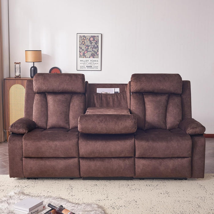 Power Reclining Sofa with Heat&Massage, Reclining Couch with Multi-Function Console/Usb Ports/Type C, Wall Hugger 3 Seater-Sofa Recliner, Reclining Sofa Couch for Living Room