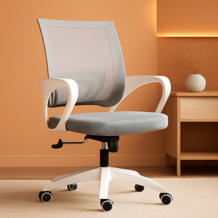 Office Chair Computer Desk Chair Gaming Ergonomic Mid Back Cushion Lumbar Support with Comfy Mesh Adjustable Swivel Rolling Home (Grey)