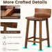 24.5" Bar Stools Set of 2, Counter Height Bar Stools W/Low Back & Footrest, Farmhouse Wooden Bar Dining Chairs, Armless Wood Barstools for Kitchen Island, Pub, Kitchen, Cafe, Breakfast, Brown