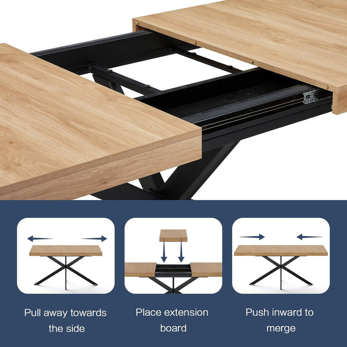 55''-70.9'' Extendable Dining Room Table for 4-8, Rectangle Expandable Dining Table with Removable Leaves Space Saving, Wood Kitchen Table with Hidden Storage for Kitchen Dining Room Office