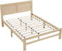 Queen Platform Bed, Faux Wood Veneer Platform Bed Frame with Panel Headboard, Strong Wooden Slats Support, No Box Spring Required, Easy Assembly, Natural