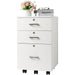 White Mobile File Cabinet, 3 Drawers, Lock