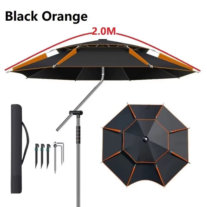 New Upgraded Fishing Umbrella Stainless Steel Rod Outdoor Large Parasol Camping Sunshade Beach Parasol Courtyard Awning 2-2.6M