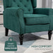 Dark Green Wingback Accent Chair Tufted Upholstery