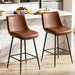Counter Height Bar Stools Set of 4, FSC Certified Upholstered Faux Leather Barstools with Back, Metal Base, 27" Seat Height, Modern Upholstered Counter Stools for Kitchen Island,(Walnut Brown