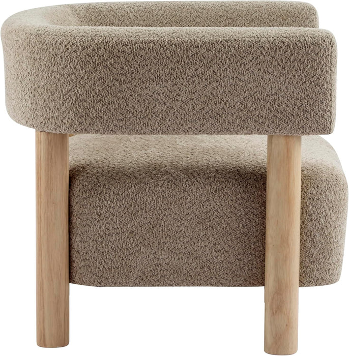 Low Profile BoucleFabric Accent Chair LightCamelTone