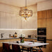 Crystal Chandeliers for Dining Room,17.7" Black and Gold 6 Lights Hanging Pendant Lighting Fixture Metal Farmhouse Chandelier for Kitchen Island Entryway Living Room