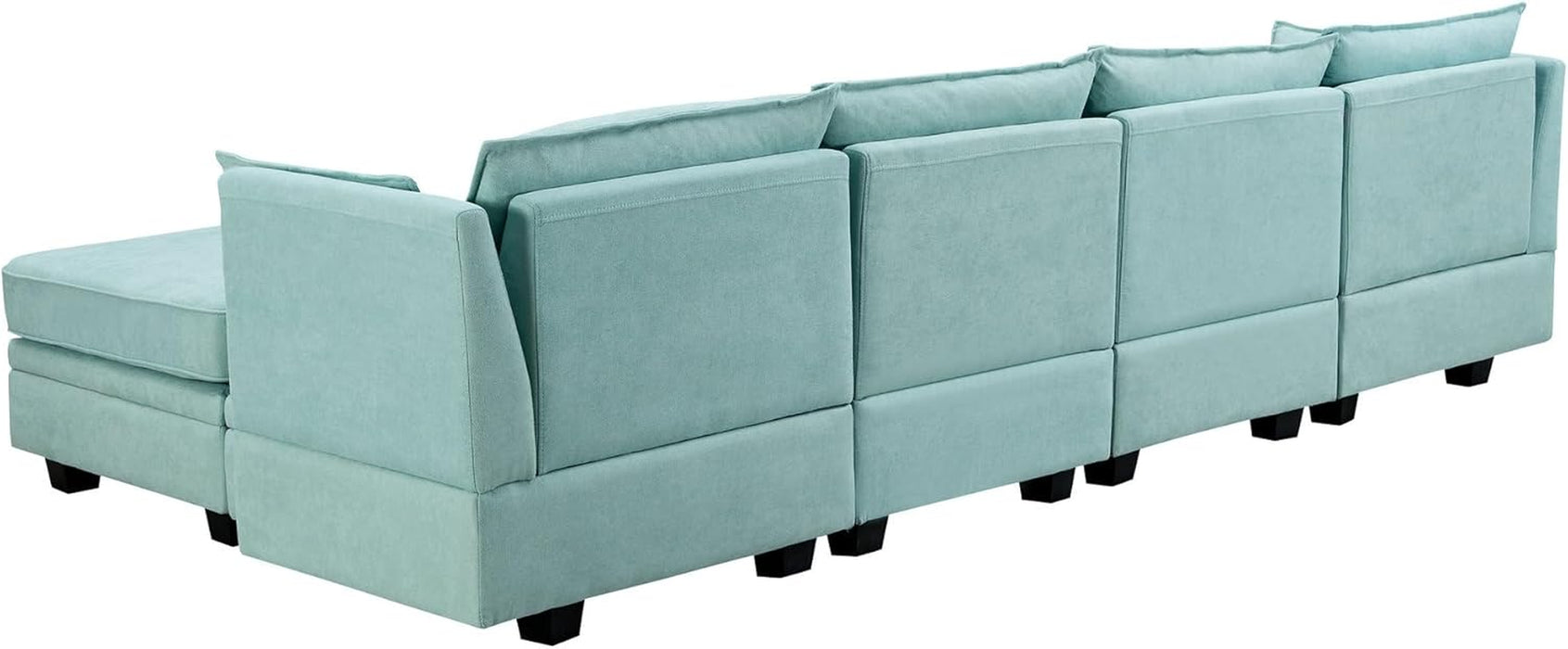 Large U-Shaped Combination Corner Sofa with Storage Seat, Modular Sectional Sofa with Reversible Chaise, for Living Room, Office, and Spacious Space, Light Green