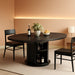 Extendable round Kitchen Dining Room Table for 4-6 with 2-Tier Storage Shelf, 63'' Space Saving Expandable Wood Oval Circle Dinner Furniture with Pedestal Base(Black)