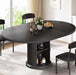 Extendable round Kitchen Dining Room Table for 4-6 with 2-Tier Storage Shelf, 63'' Space Saving Expandable Wood Oval Circle Dinner Furniture with Pedestal Base(Black)