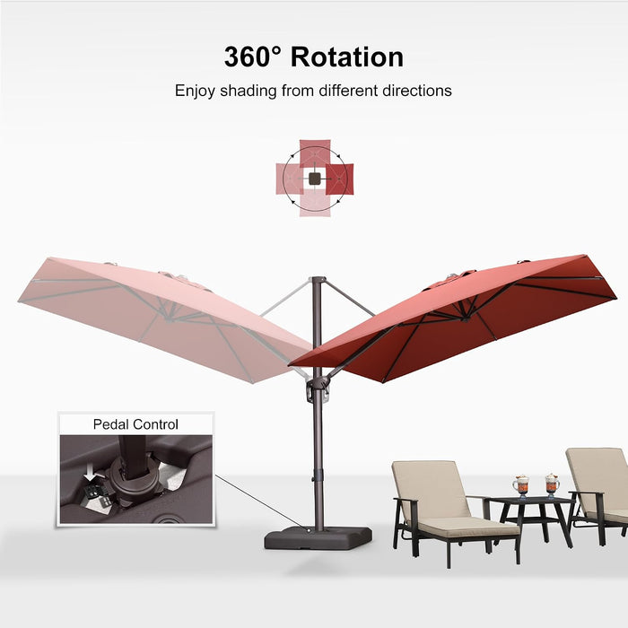 Patio Umbrella 9' X 9' Wind-Resistant Bronze, Brick Red