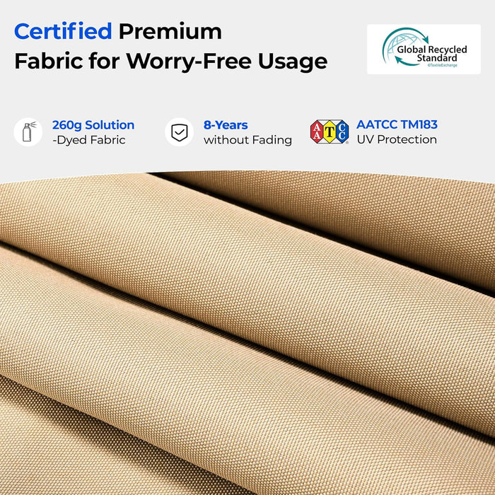 10Ft Cantilever Patio Umbrella with Base Included, 30 MPH Wind-Resistant Offset Outdoor Hanging Umbrella with 45 Degree Infinite Tilt and Smooth Crank, 260Gsm Solution-Dyed 8-Year Fade-Resistant Canopy for Backyard Pool Deck, Beige