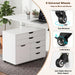 Rolling File Cabinet Five Drawers White OrganizerPro