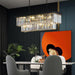 Black Crystal Chandelier Rectangular 33.5 Inch Dining