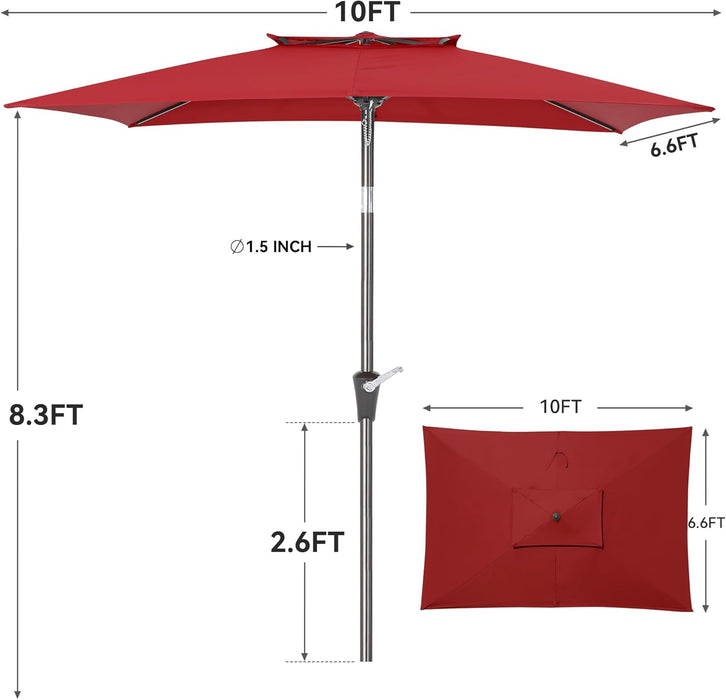 Rectangular Outdoor Umbrella 6.6x10 UVProtected WineRed
