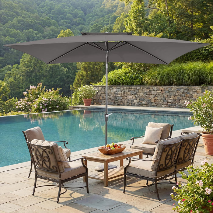 Rectangular Outdoor Patio Umbrella Six Point Six By Ten Feet Tilt