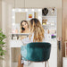 3 Lighting Modes Adjustable Brightness, with LED Lights and Mirror, with Power Outlets and 2 Drawers, 4 Storage Shelves Cabinet, White Makeup Table, Vanity Desk, Dressing Table for Bedroom