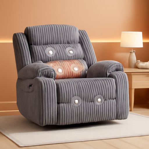 Power Recliner Swivel Rocking Massage Chair for Adults with Heat, USB and Type-C Charging Port, Infinite Position, Electric Glider Reclining Single Sofa for Living Room, Nursery, Grey