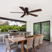 52 Inch Ceiling Fans with Lights, Farmhouse Ceiling Fan with Lights and Remote, Noiseless DC Motor, Black Flush Mount Ceiling Fan for Bedroom Living Room Indoor Outdoor