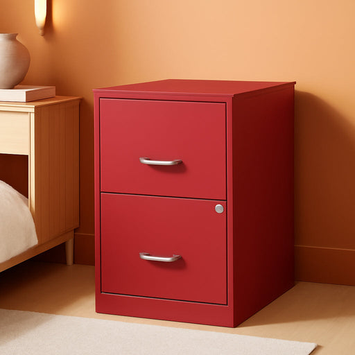 2-Drawer File Cabinet, 14.2" X 18" X 24.5", Red