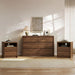 6 Drawer Walnut Dresser for Bedroom, 47.2" Wide Modern Chest of Drawers with 6 Large Storage Space with Curved Edge Design, Large Dresser for Bedroom,Walnut