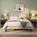 Queen Bed Frame with Wingback Headboard, Upholstered Platform Bed