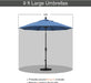 9' round Aluminum Outdoor Deck, Pool or Patio Umbrella, Crank Lift, Auto Tilt, Bronze Pole, Frost Blue Olefin
