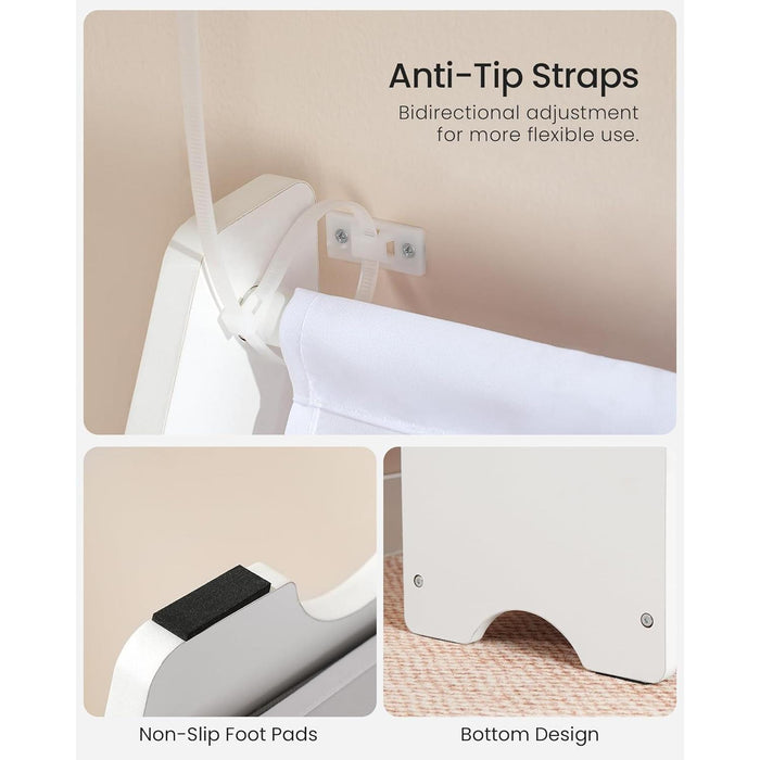 Kids Bookshelf and Toy Storage, 4 Tier Large Capacity Kids Book Rack, Sling Kids Bookcase, for Kids Room, Nursery, Playroom, White and Gray MCW06WT