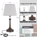 Touch Brown Table Lamp Set of 2 with USB C+A Ports-19.7''
