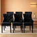 Black Velvet Ring Pull Trimmed Dining Chairs Set of 6