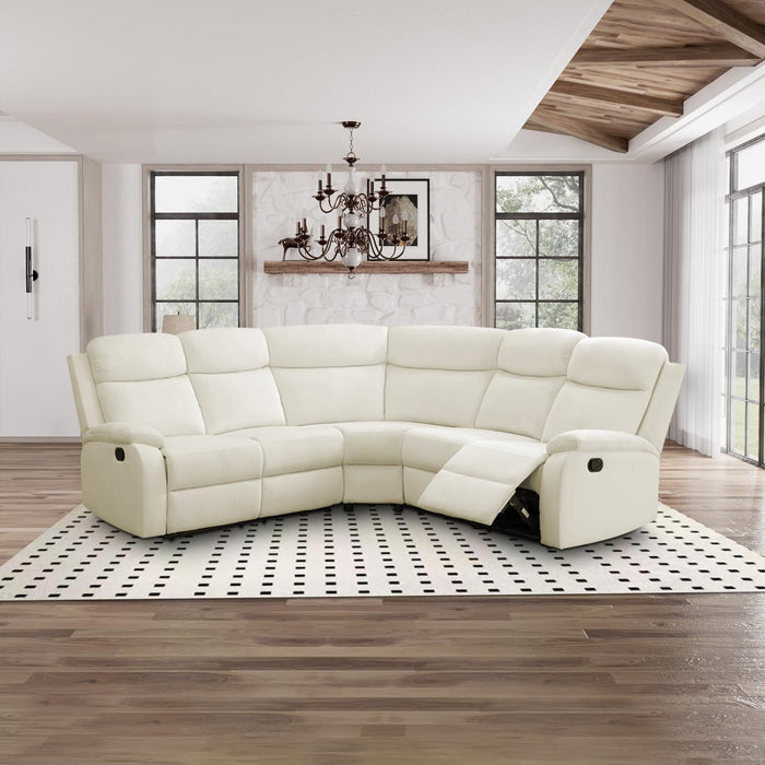 Flannel Recliner Sectional Sofa,Manual Reclining Sectional Couch,Off-White Living Room Furniture Set,5 Seats Recliner Couch for Home Office Apartment Bedroom