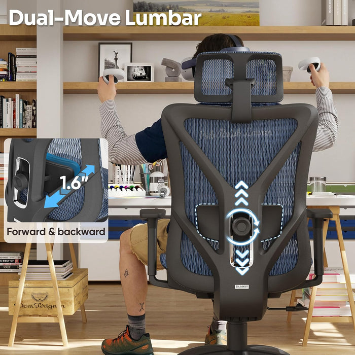 Ergonomic Office Chair with 3D Headrest, T23 High Back Mesh Desk Chair with Adjustment Lumbar Support & 3D Armrests, Chair, Big and Tall Swivel Computer Chair for Home Office, Gaming