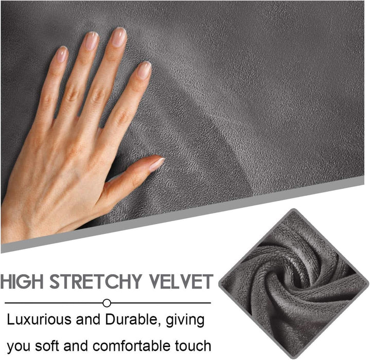 Reclining Love Seat Slipcover, 48" - 65" L, 6-Piece Velvet Stretch Loveseat Reclining Sofa Covers, 2 Seat Love Seat Recliner Cover, Thick, Soft, Washable (Dark Grey)