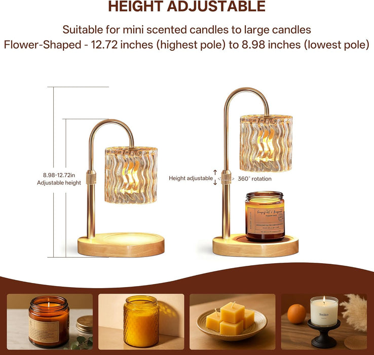 Candle Warmer Lamp with Timer, Height Adjustable Candle Lamp, Home Decor, Wax Melt Warmer for Birthday Chrismas for Mom, Women, Sister