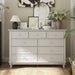 9 Drawer Dresser for Bedroom, White Dresser with Rubberwood Legs