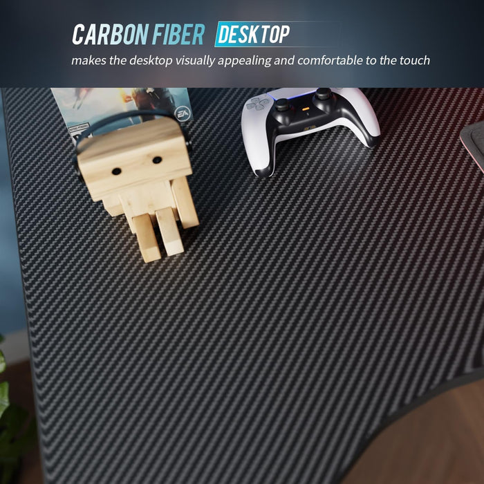 47 Inch Carbon Fiber Gaming Desk with Cup Holder - ShipItFurniture