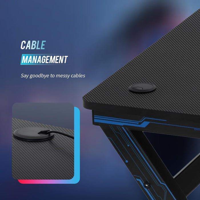 47 Inch Carbon Fiber Gaming Desk with Cup Holder - ShipItFurniture