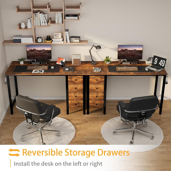 47 Inch Computer Office Desk - Home Office Desk with Storage Fabric Drawers, Simple PC Writing Work Desks for Bedroom Boys Girls Teens Childrens, Rustic Brown - ShipItFurniture