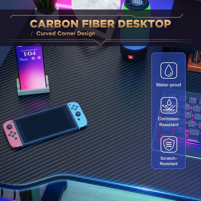 47 Inch Gaming Desk T - Shaped Computer Desk Racing Style Gamer Table with Cup Holder & Headphone Hook Office Desk Modern Workstation for Home Office & PC Gaming Setup - ShipItFurniture