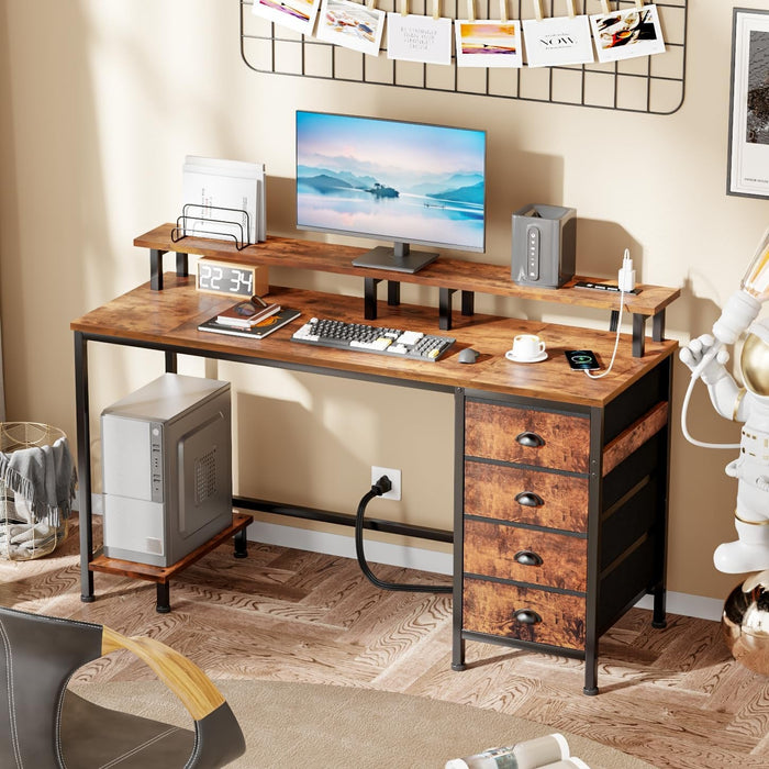 47 Inch Gaming Desk with LED Lights and Drawers - ShipItFurniture