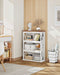 4-Tier Bookcase, 42.9" Floor Standing Organizer Shelf, Corner Book Stand, Metal Frame, for Study, Bedroom, Living Room, White and Walnut TSJ01WL