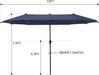 13Ft Rectangle Patio Umbrella, Double Sided Outdoor Table Umbrella with Crank & 1.5" Pole, Large Market Umbrella for Poolside Garden Deck Backyard, Navy Blue